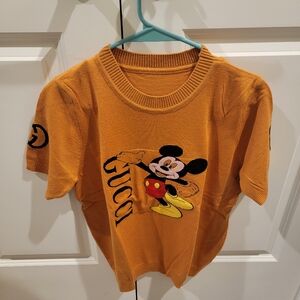 Brown Knit Stretchy Top with Design